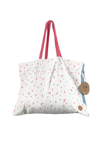 Beach Bag - Hangten Print / Raspery / Powder
