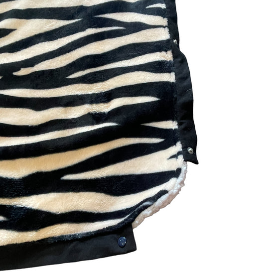 Plaid Deken - Jacquard Donker Roze Zebra / Zwart Wafel Eén Maat