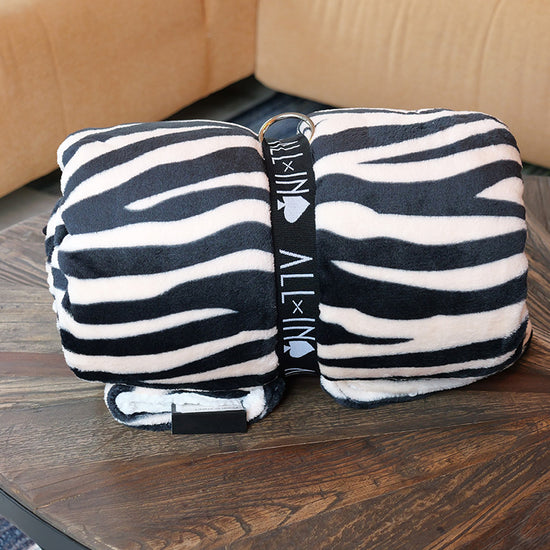 Plaid Deken - Jacquard Donker Roze Zebra / Zwart Wafel Eén Maat