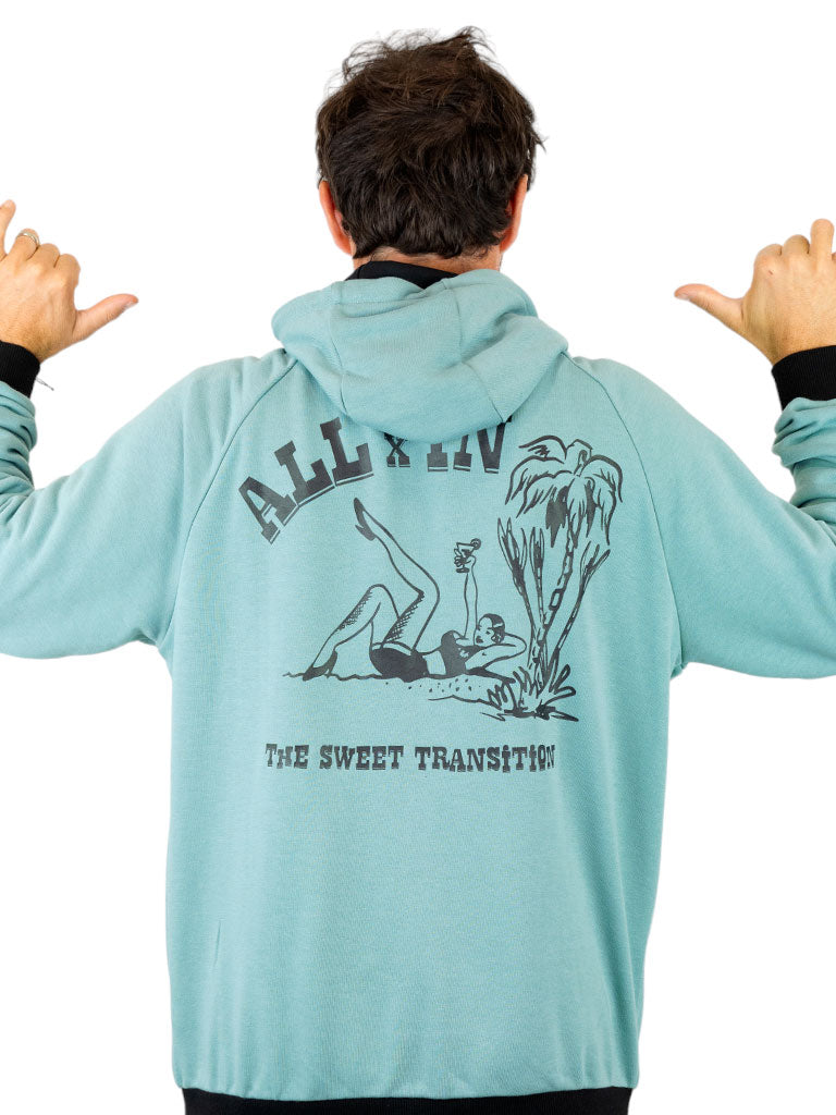 Franse Terry Hoodie - Blauw Groen L
