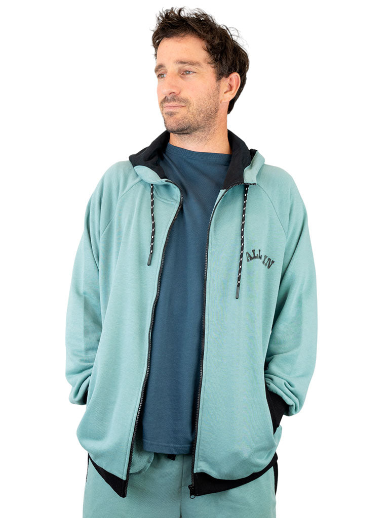 Franse Terry Hoodie - Blauw Groen L