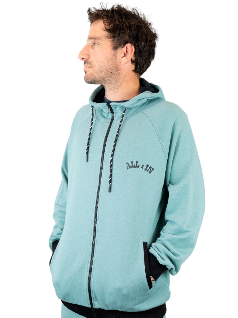 Franse Terry Hoodie - Blauw Groen L