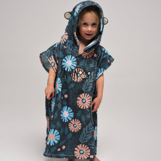 Poncho para bebé - Azul Floral 2-6 años