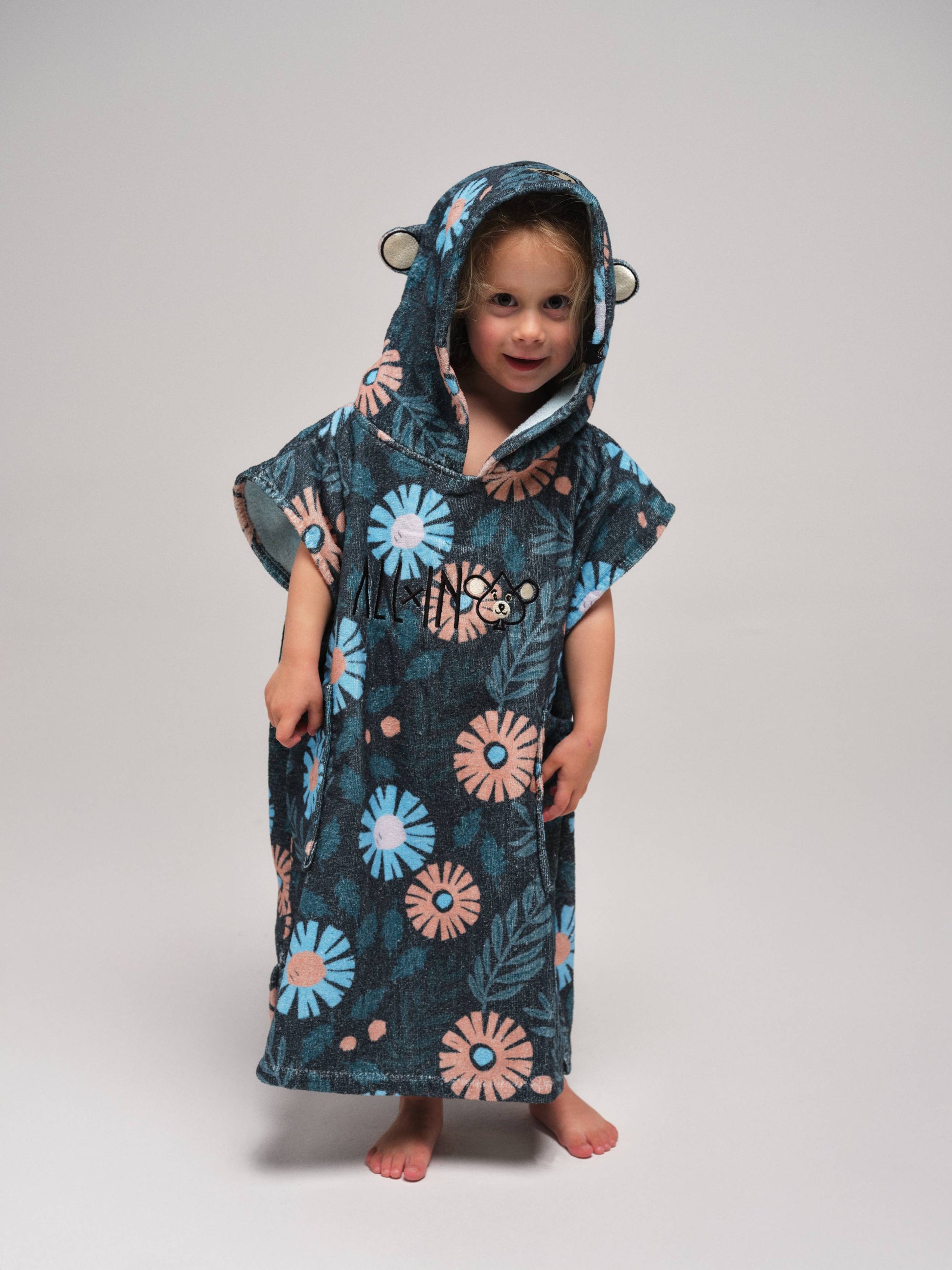 Poncho para bebé - Azul Floral 2-6 años