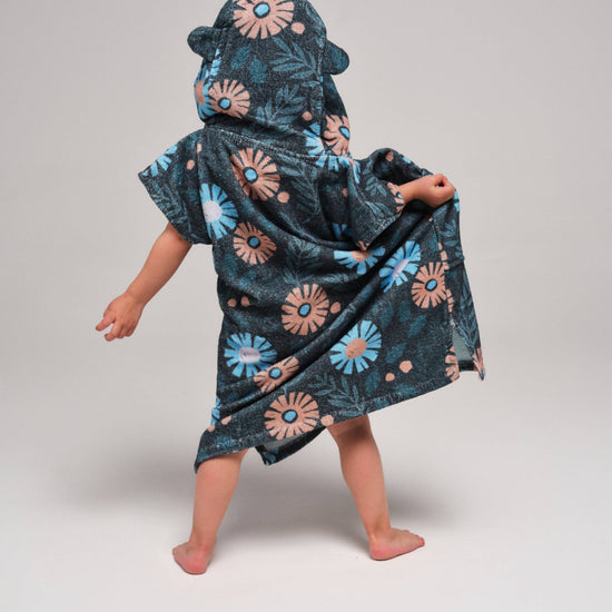 Poncho para bebé - Azul Floral 2-6 años