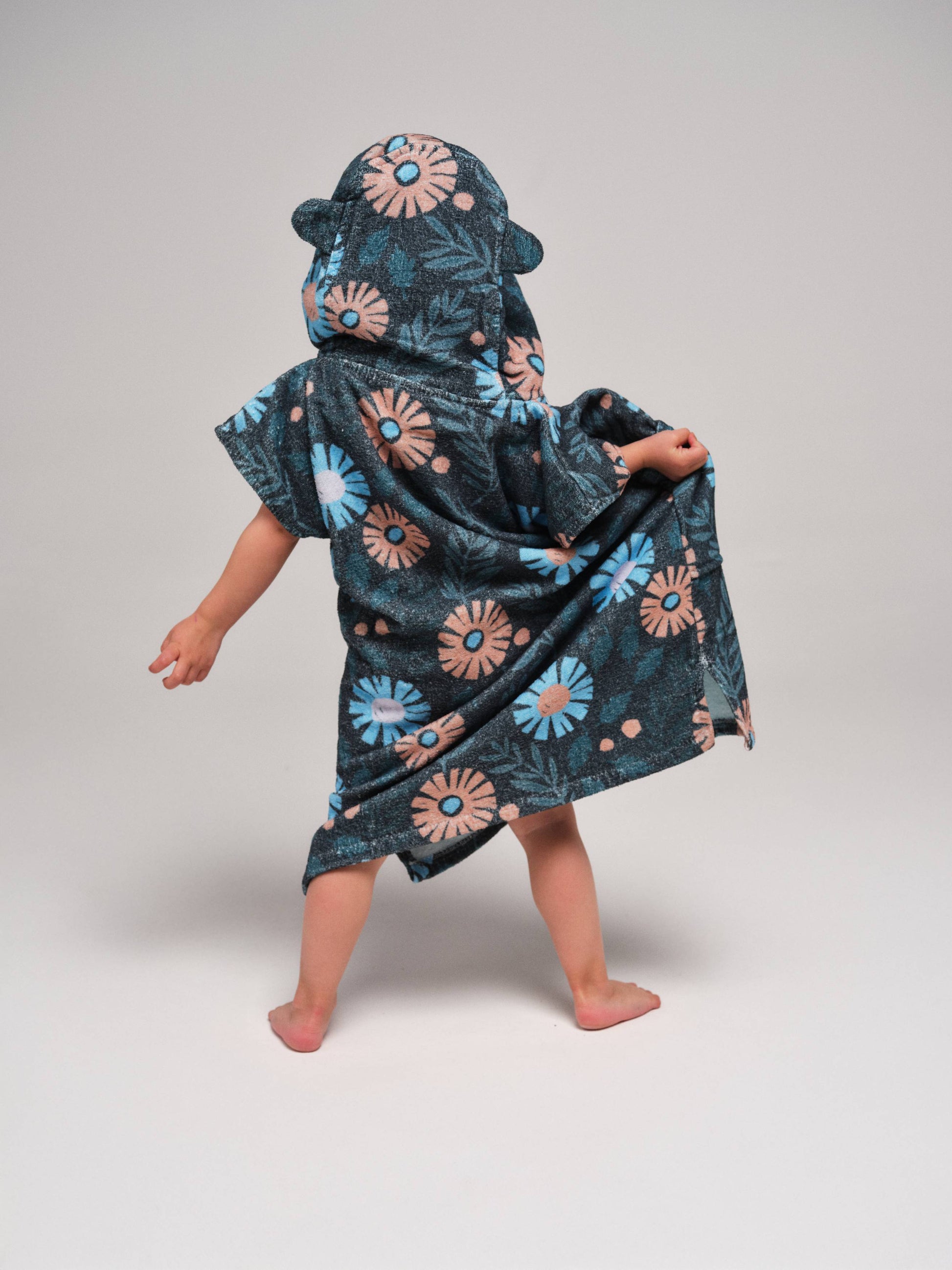 Poncho para bebé - Azul Floral 2-6 años