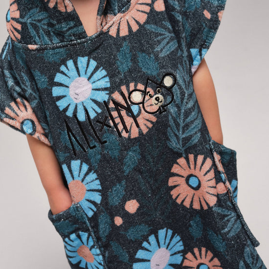 Poncho para bebé - Azul Floral 2-6 años