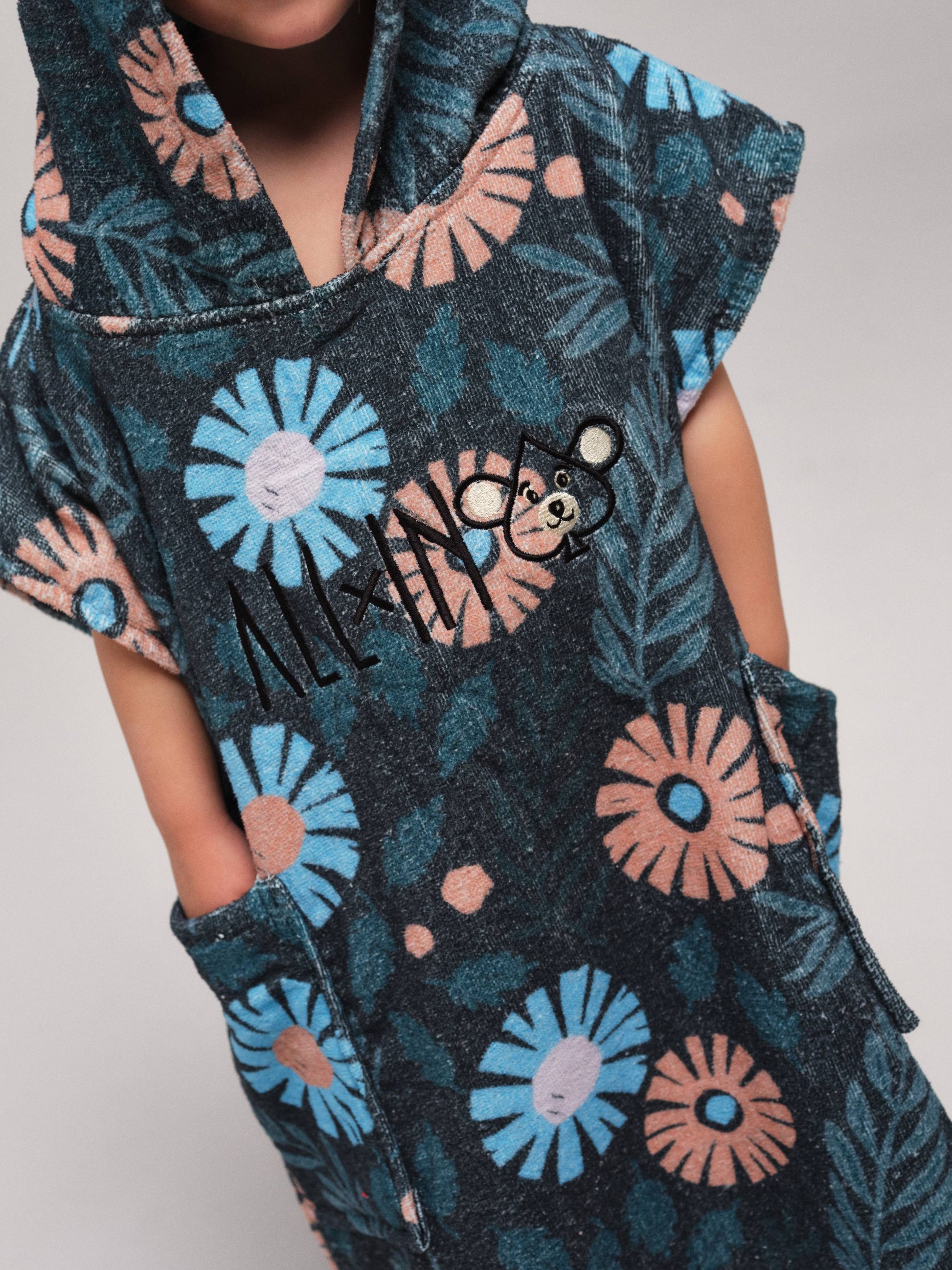 Poncho para bebé - Azul Floral 2-6 años