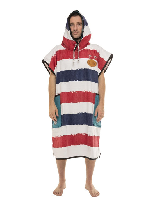 Classic Poncho Beach Crew - Stripe Blue Waffle Talla única