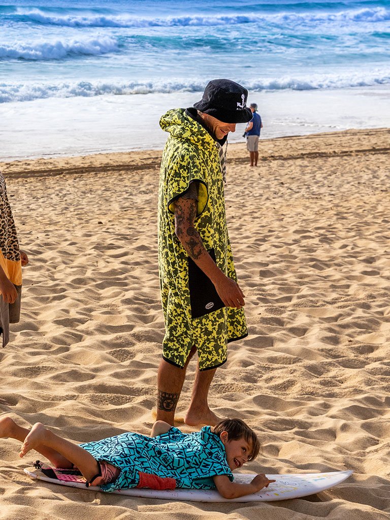 Klassieke Poncho Beach Crew - Camo Smoke / Zwart Wafel Eén Maat