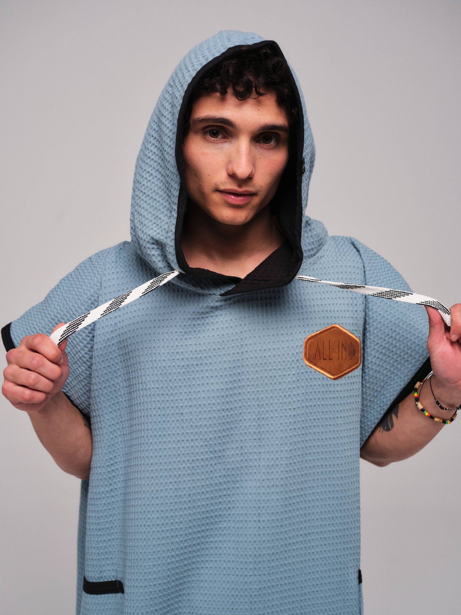 Waffle Poncho - Night Blue Waffle One Size