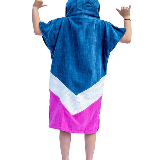 Kids Poncho - Grey Blue / White / Pink 6-9 ans