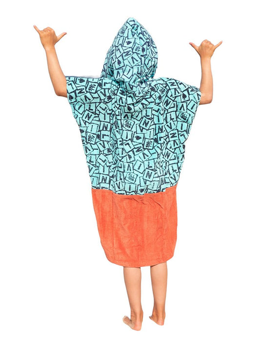 Kids Poncho - Lettrage All-In / Grey Blue Waffle 6-9 ans