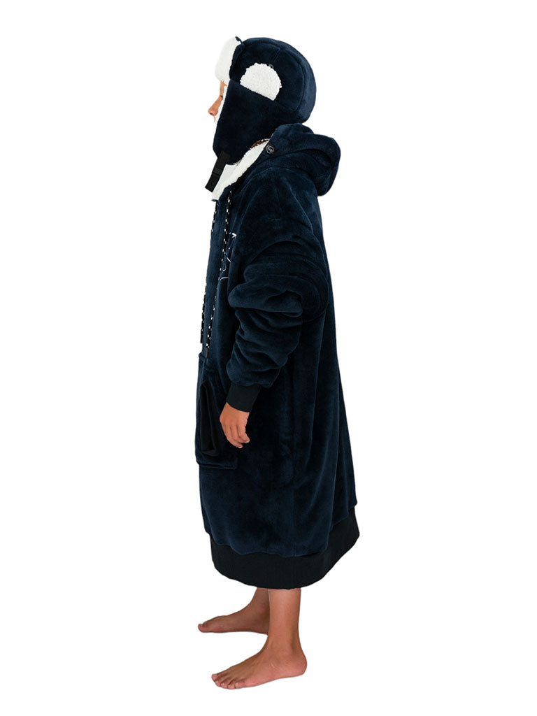 Junior geruite poncho - Grijsblauw 6-14 jaar