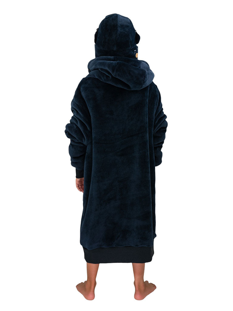 Junior geruite poncho - Grijsblauw 6-14 jaar