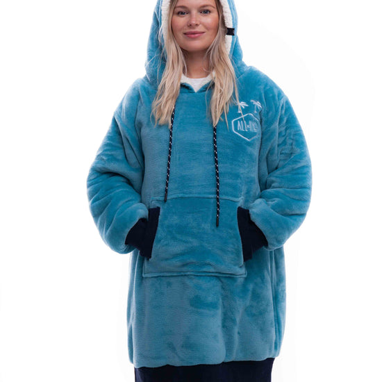 Geruite Poncho - Blauw XS/S/M