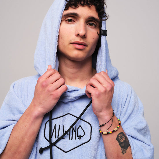 V Poncho Beach Crew - Azul Negro Una Talla