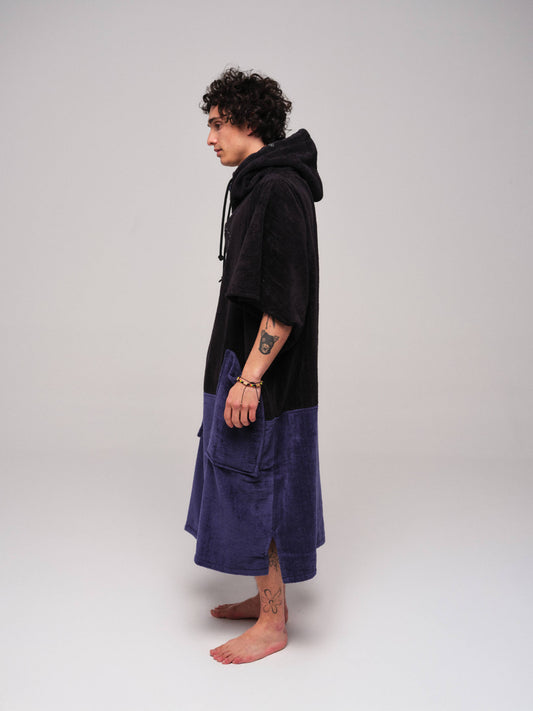 V Poncho Flash Line - Black Navy One Size