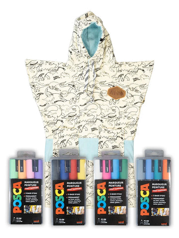 Kleurplatenponcho + 4 POSCA's - Kinderen - Dino