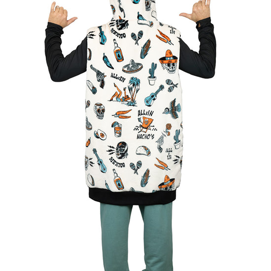 Poncho de plumón a cuadros - Mexicano L/XL