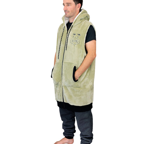 Poncho de plumón a cuadros - Beige L/XL