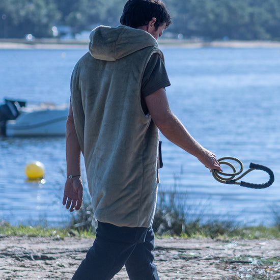 Poncho de plumón a cuadros - Beige L/XL