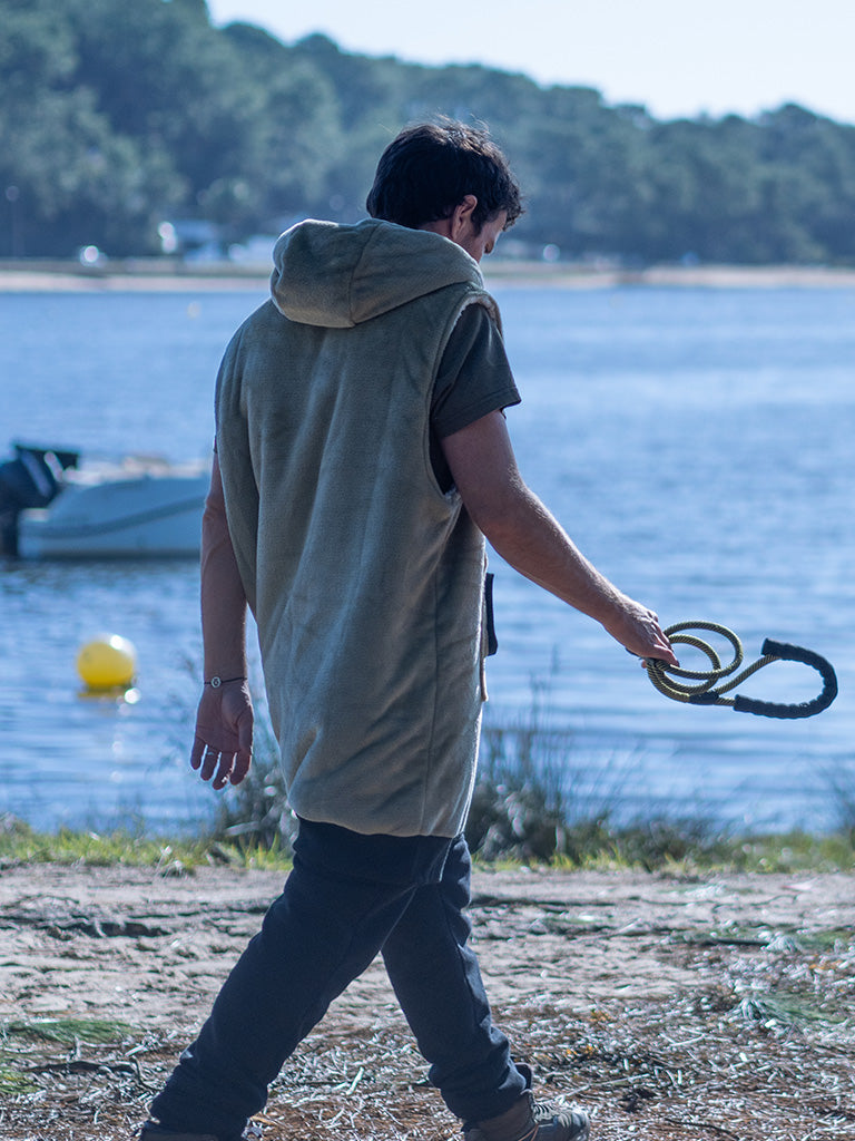 Poncho de plumón a cuadros - Beige L/XL