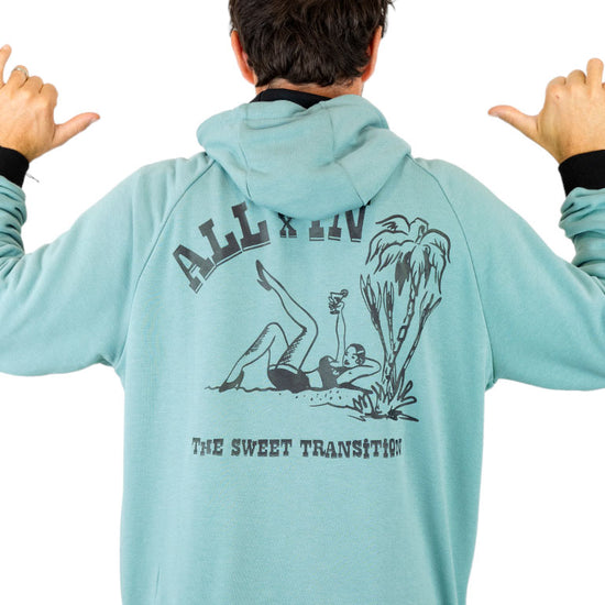 Sudadera con capucha French Terry - Azul Verde L