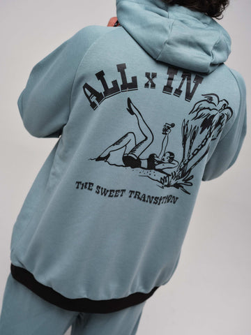 Sudadera con capucha de algodón - Verde azulado