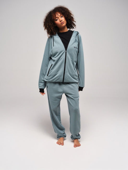 Sweat coton à capuche - Bleu vert