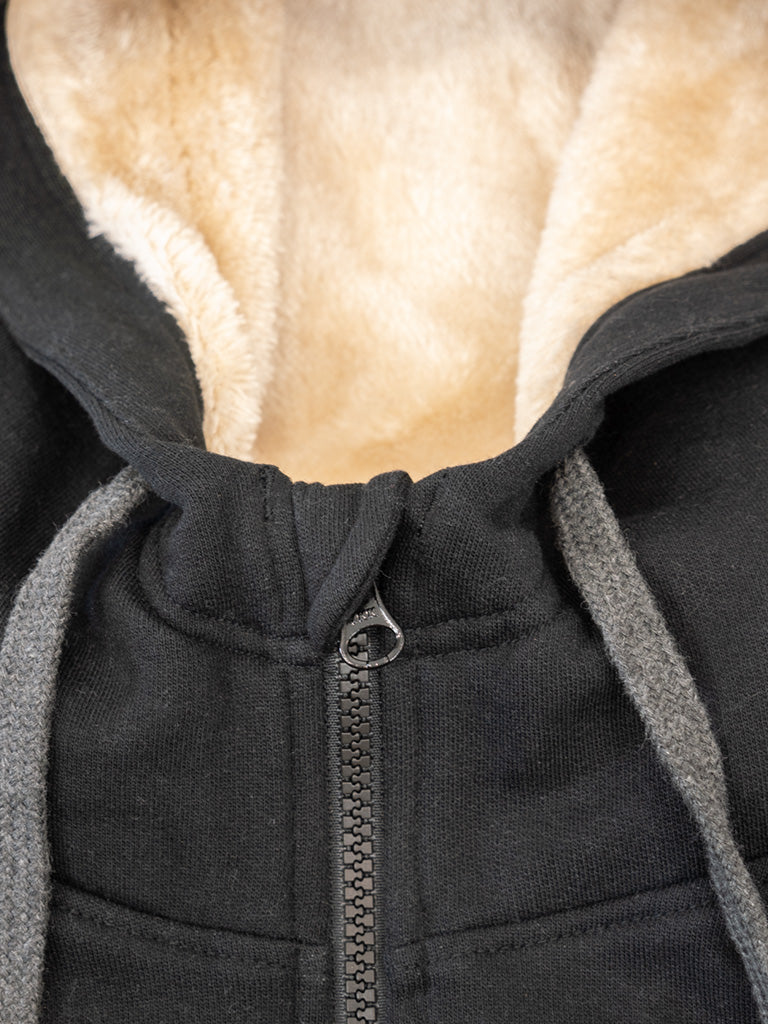 Hoodie Plush - Zwart L