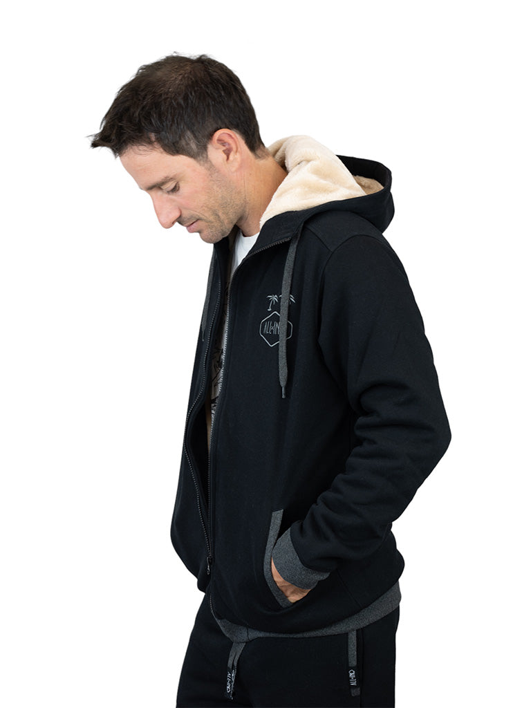 Hoodie Plush - Zwart L