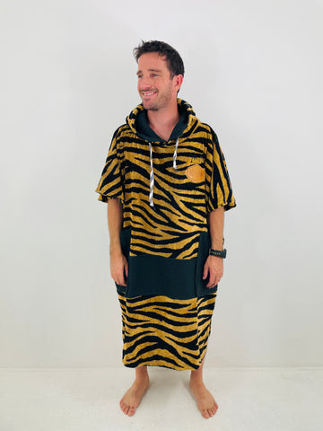 Poncho adulte coupe V - ZEBRA BLACK WAFFLE