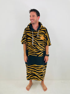 Poncho adulte coupe V - ZEBRA BLACK WAFFLE