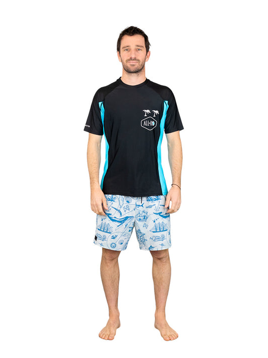 Heren surf lycra - Zwart / Turquoise