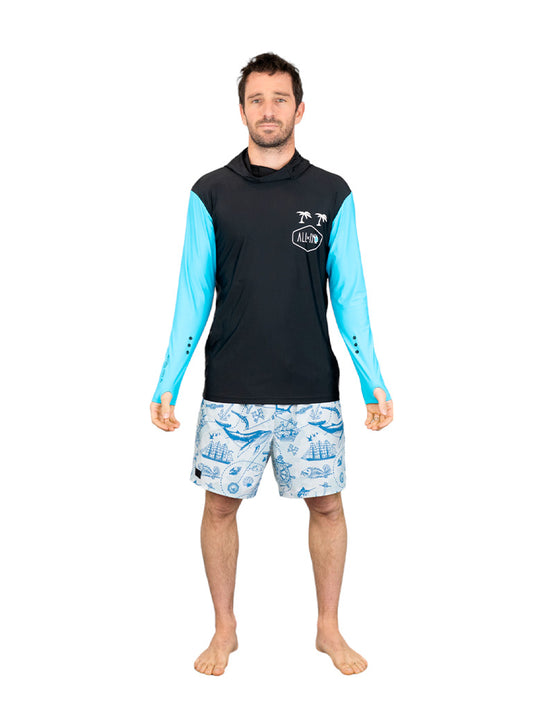 Herencapuchon surf lycra - Zwart / Turquoise