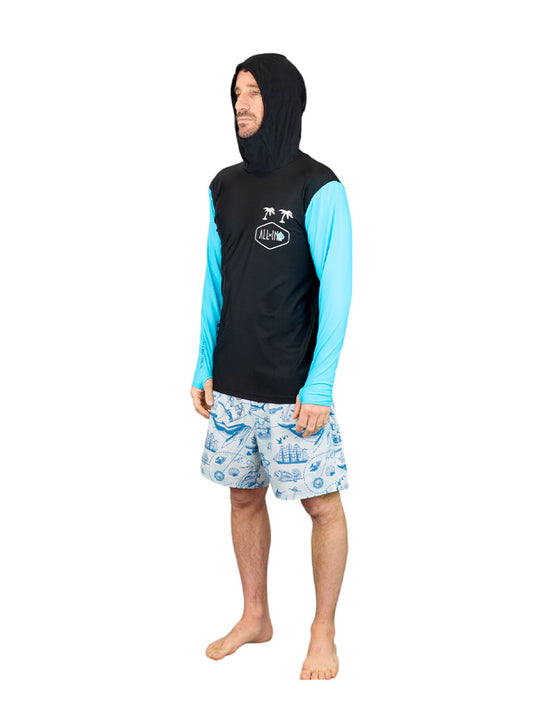 Herencapuchon surf lycra - Zwart / Turquoise