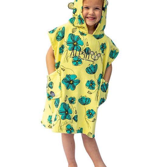 Poncho voor baby's - Klaproos / Aqua 3-6 jaar