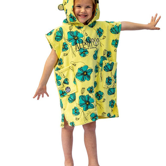 Poncho voor baby's - Klaproos / Aqua 3-6 jaar
