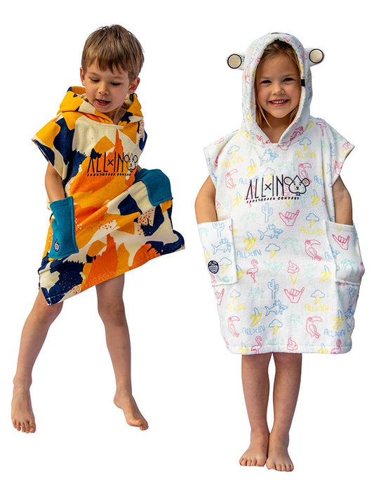 Poncho voor baby's - Camo Sunny / Navy Wafel 3-6 jaar