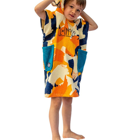 Poncho voor baby's - Camo Sunny / Navy Wafel 3-6 jaar