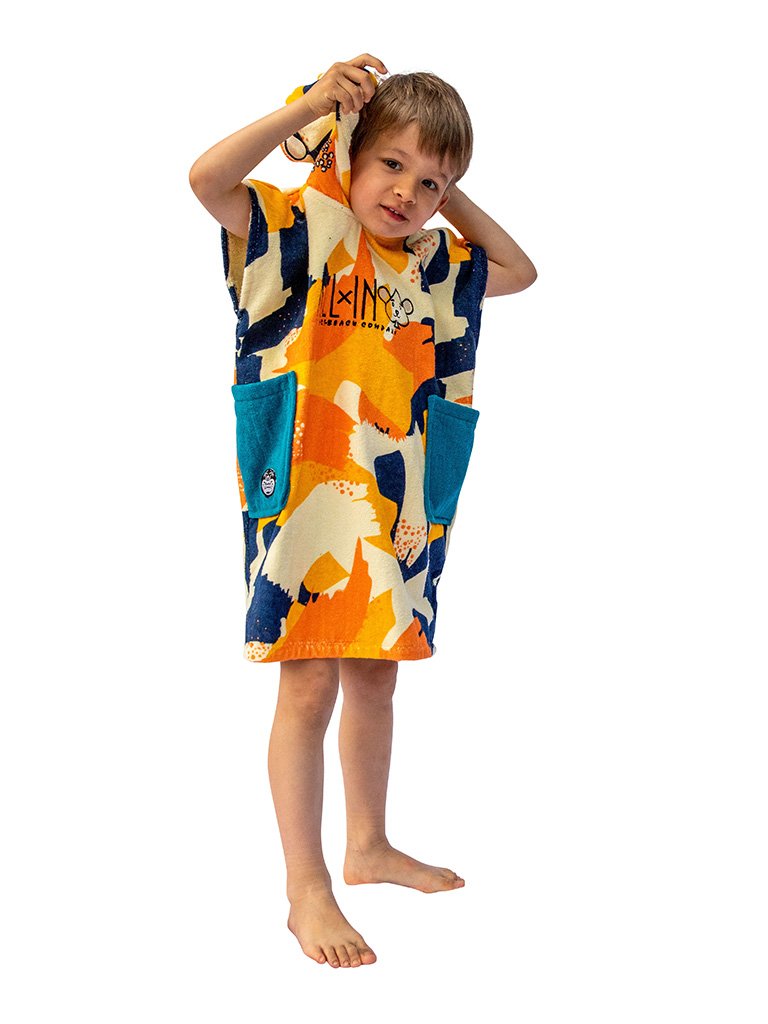 Poncho voor baby's - Camo Sunny / Navy Wafel 3-6 jaar