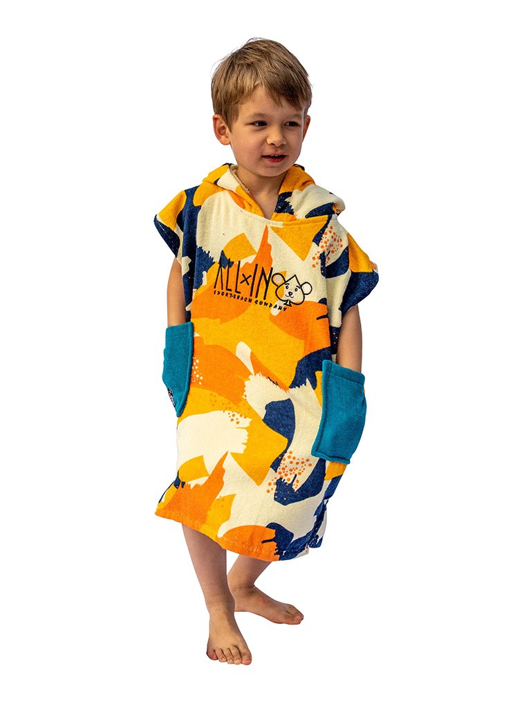 Poncho voor baby's - Camo Sunny / Navy Wafel 3-6 jaar
