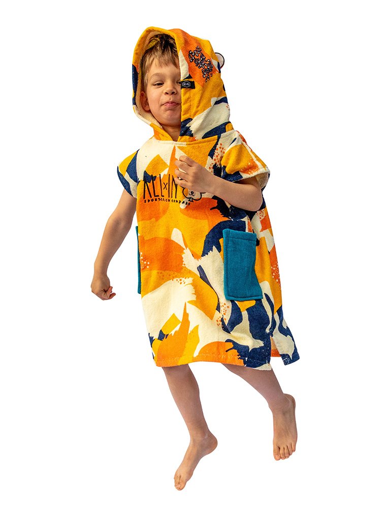 Poncho voor baby's - Camo Sunny / Navy Wafel 3-6 jaar