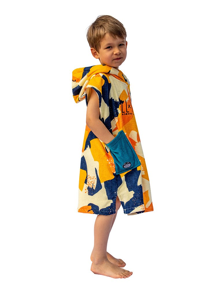 Poncho voor baby's - Camo Sunny / Navy Wafel 3-6 jaar