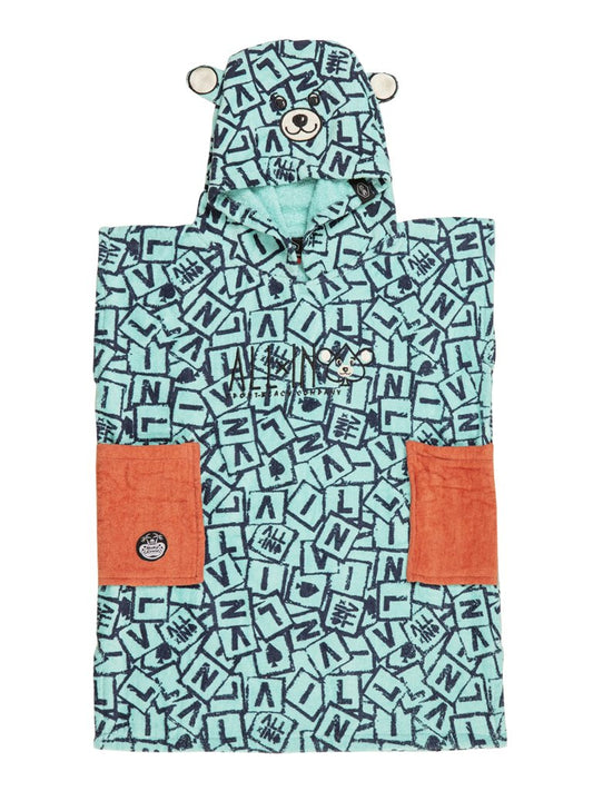 Baby Poncho - Lettrage All-In / Grijsblauw Wafel 3-6 jaar