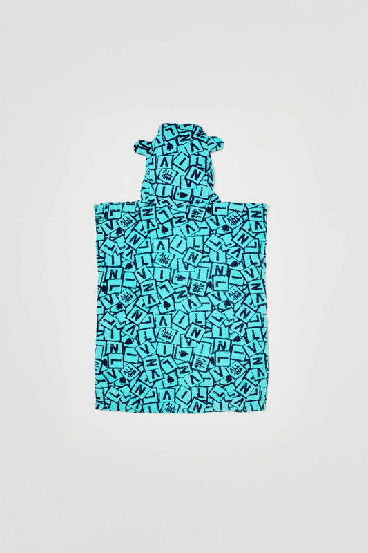 Baby Poncho - Lettrage All-In / Grijsblauw Wafel 3-6 jaar