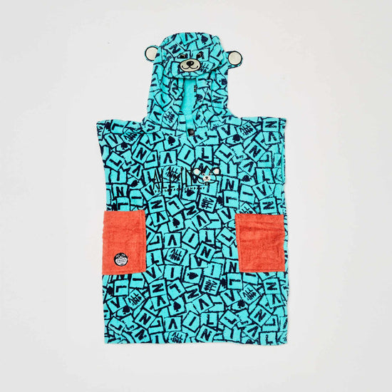 Poncho bebé - Lettrage All-In / Grey Blue Waffle 3-6 años
