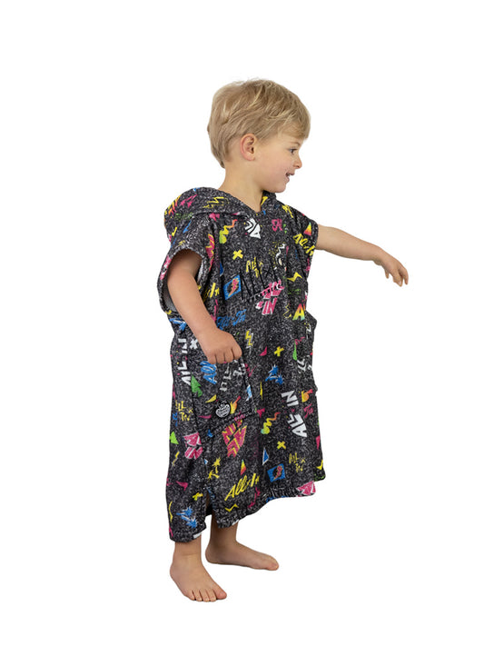 Kinderponcho 3 tot 6 jaar - Pop 80s Black
