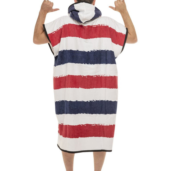 Classic Poncho Beach Crew - Stripe Blue Waffle Talla única